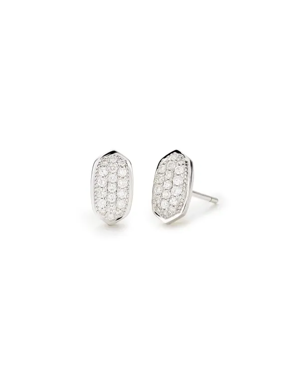 Amelee Earrings In Pave Diamond And 14K White Gold^Kendra Scott Hot
