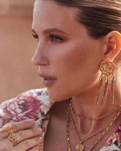 Ansel Rose Statement Earrings In Vintage Gold^Kendra Scott Sale