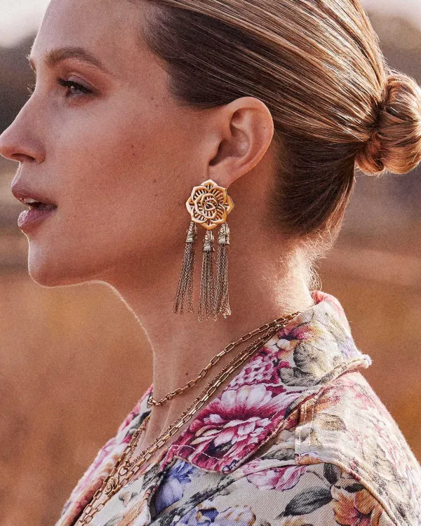 Ansel Rose Statement Earrings In Vintage Gold^Kendra Scott Sale