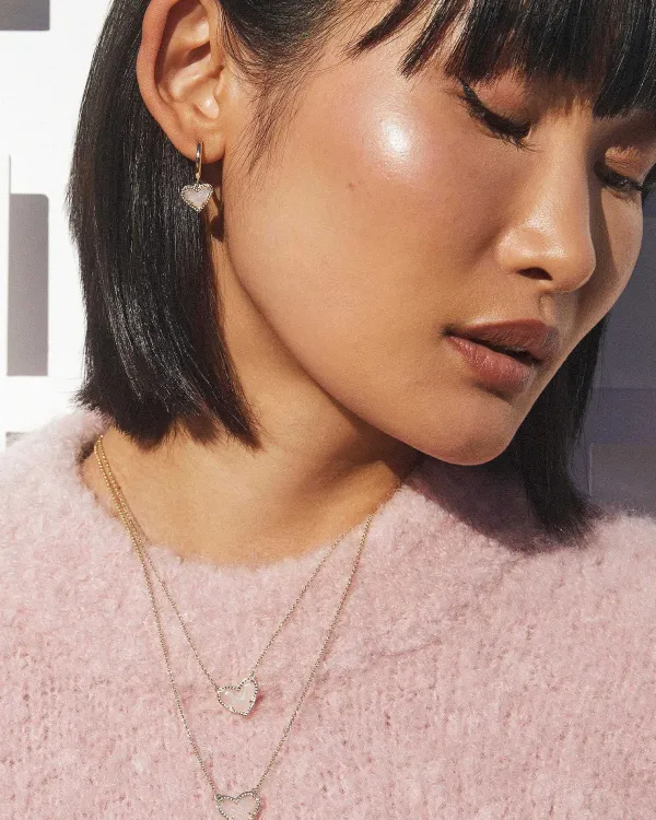 Ari Heart Gold Huggie Earrings In Rose Quartz^Kendra Scott Hot
