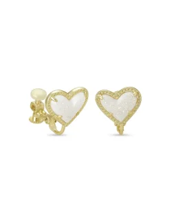 Ari Heart Gold Stud Clip On Earrings In Iridescent Drusy^Kendra Scott Sale