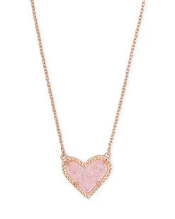 Ari Heart Rose Gold Pendant Necklace In Light Pink Drusy^Kendra Scott Cheap