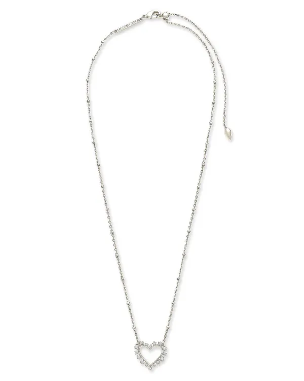 Ari Heart Silver Pendant Necklace In White Crystal^Kendra Scott Discount
