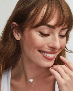 Ari Heart Silver Pendant Necklace In Ivory Mother-Of-Pearl^Kendra Scott Best