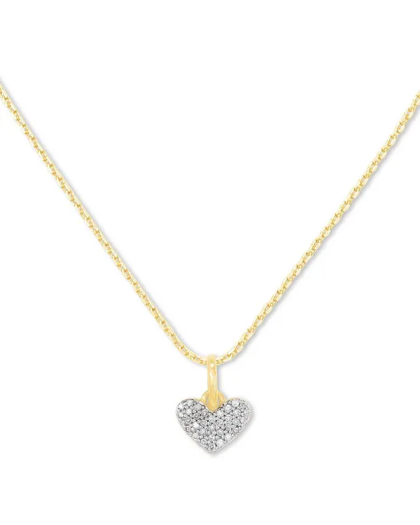 Ari Pave Heart 18K Yellow Gold Vermeil Charm Necklace In White Diamond^Kendra Scott Clearance