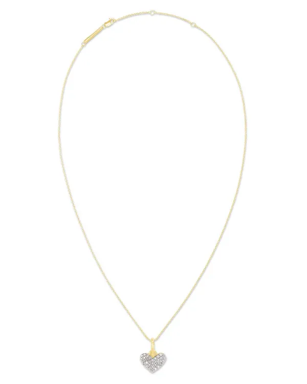 Ari Pave Heart 18K Yellow Gold Vermeil Charm Necklace In White Diamond^Kendra Scott Clearance