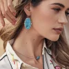 Baroque Ella Vintage Silver Drop Earrings In Variegated Dark Teal Magnesite^Kendra Scott Best Sale