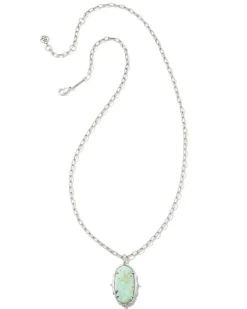Baroque Vintage Silver Ella Long Pendant Necklace In Sea Green Chrysocolla^Kendra Scott Best