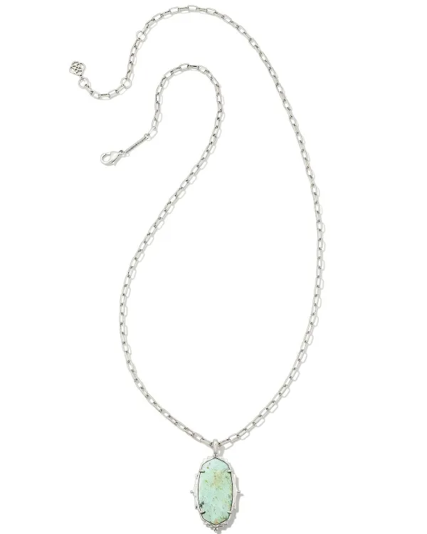 Baroque Vintage Silver Ella Long Pendant Necklace In Sea Green Chrysocolla^Kendra Scott Best
