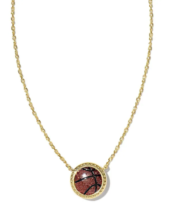 Basketball Gold Short Pendant Necklace In Orange Goldstone^Kendra Scott Sale