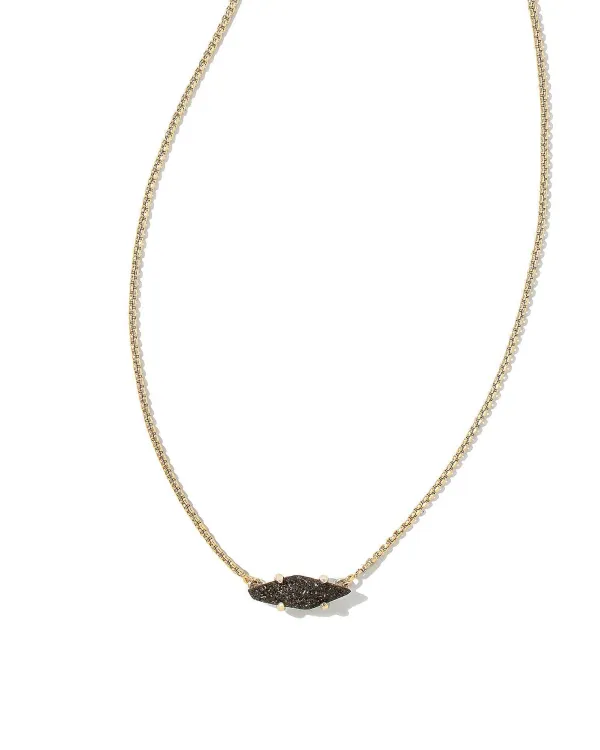 Bridgete Gold Pendant Necklace In Black Drusy^Kendra Scott Outlet