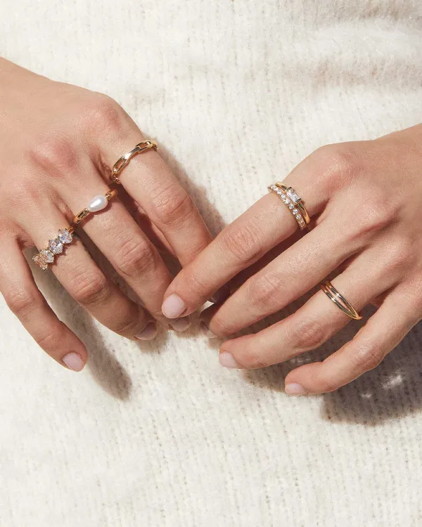Cailin Gold Crystal Band Ring In White Crystal^Kendra Scott Clearance