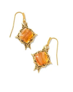 Cass Vintage Gold Drop Earrings In Orange Banded Agate^Kendra Scott Hot