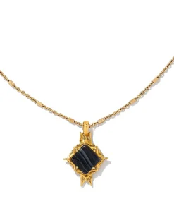 Cass Vintage Gold Long Pendant Necklace In Black Banded Agate^Kendra Scott Store