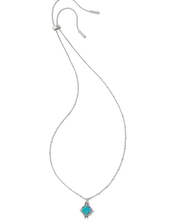 Cass Vintage Silver Long Pendant Necklace In Variegated Dark Teal Magnesite^Kendra Scott Best Sale