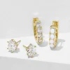 Chandler Gold Huggie And Stud Earring Set Of 2 In White Opalite Mix^Kendra Scott Online