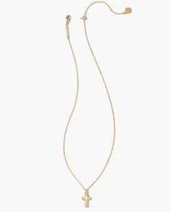 Cross Gold Pendant Necklace In White Kyocera Opal^Kendra Scott Fashion