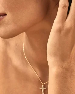 Cross Gold Pendant Necklace In White Crystal^Kendra Scott Outlet