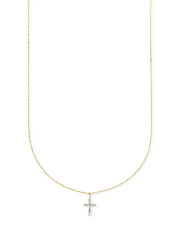 Cross 14K Yellow Gold Pendant Necklace In White Diamonds^Kendra Scott Discount