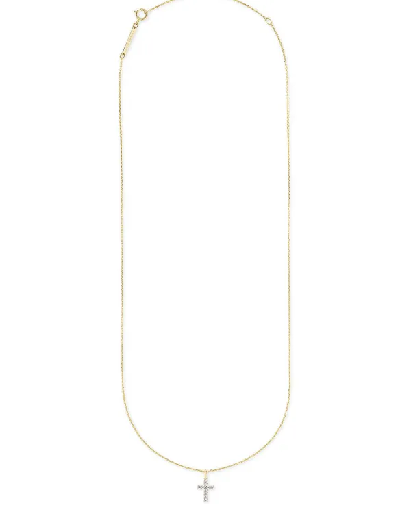 Cross 14K Yellow Gold Pendant Necklace In White Diamonds^Kendra Scott Discount