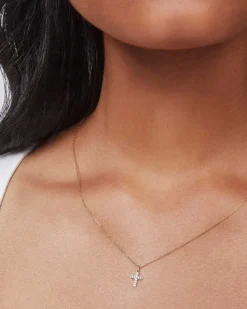 Cross 14K Yellow Gold Pendant Necklace In White Diamonds^Kendra Scott Discount