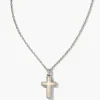 Cross Silver Pendant Necklace In White Kyocera Opal^Kendra Scott Flash Sale