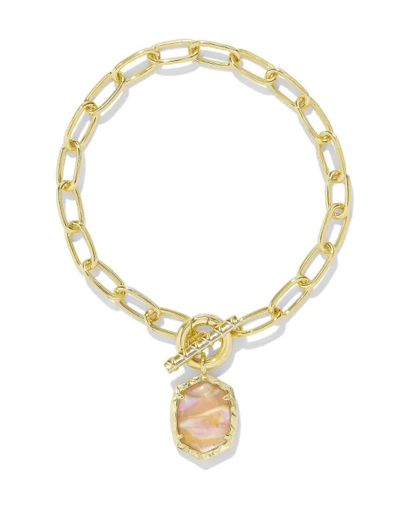 Daphne Gold Link And Chain Bracelet In Light Pink Iridescent Abalone^Kendra Scott Flash Sale
