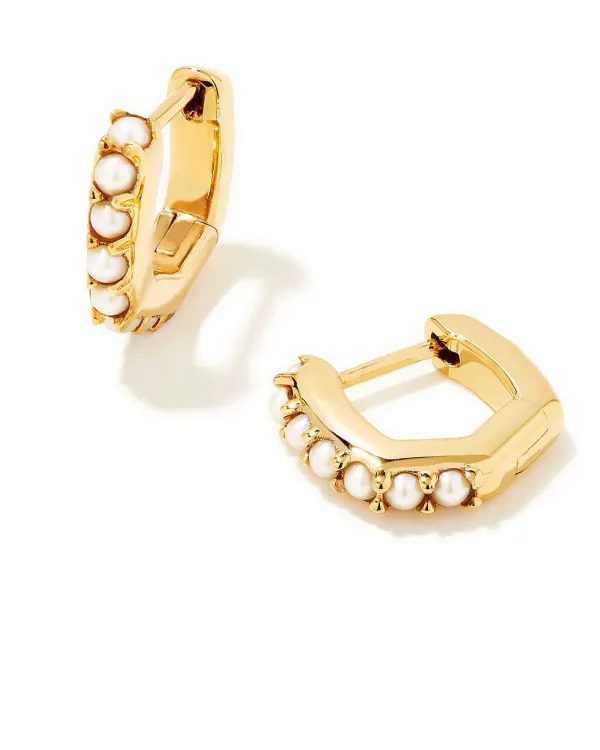 Davie 18K Gold Vermeil Huggie Earrings In White Pearl^Kendra Scott Store