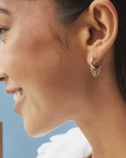 Davina 18K Yellow Gold Vermeil Huggie Earrings In White Diamond^Kendra Scott Best