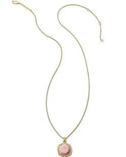 Davis 18K Gold Vermeil Etch Frame Short Pendant Necklace In Pale Pink Thulite^Kendra Scott Online