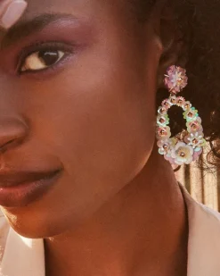 Deliah Convertible Gold Statement Earrings In Pastel Mix^Kendra Scott New