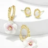 Deliah Gold Huggie And Stud Earring Set Of 2 In Iridescent Pink White Mix^Kendra Scott Shop