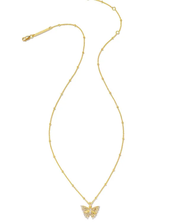 Delicate Butterfly 18K Gold Vermeil Pendant Necklace In White Sapphire^Kendra Scott Online