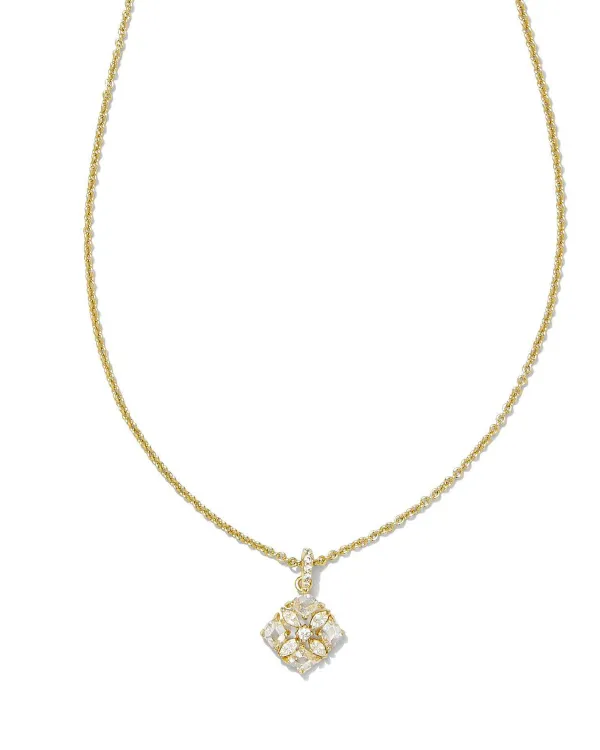 Dira Gold Crystal Short Pendant Necklace In White Crystal^Kendra Scott Clearance