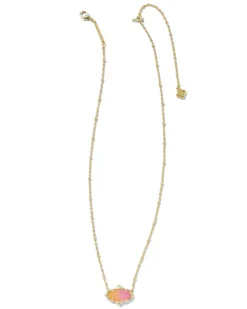Elisa Gold Petal Framed Short Pendant Necklace In Sunrise Ombre Drusy^Kendra Scott Fashion