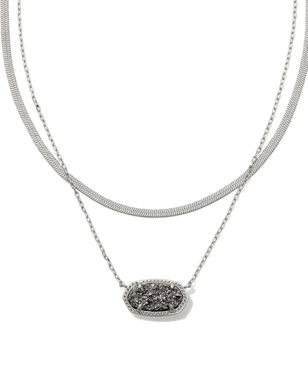 Elisa Herringbone Silver Multi Strand Necklace In Platinum Drusy^Kendra Scott Shop
