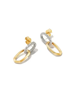 Elisa 14K Yellow Gold Interlocking Drop Earrings In White Diamond^Kendra Scott Sale
