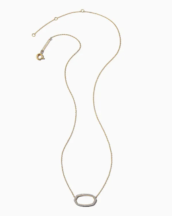 Elisa 14K Yellow Gold Open Frame Pendant Necklace In White Diamond^Kendra Scott Hot