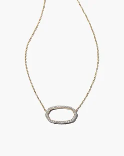 Elisa 14K Yellow Gold Open Frame Pendant Necklace In White Diamond^Kendra Scott Hot