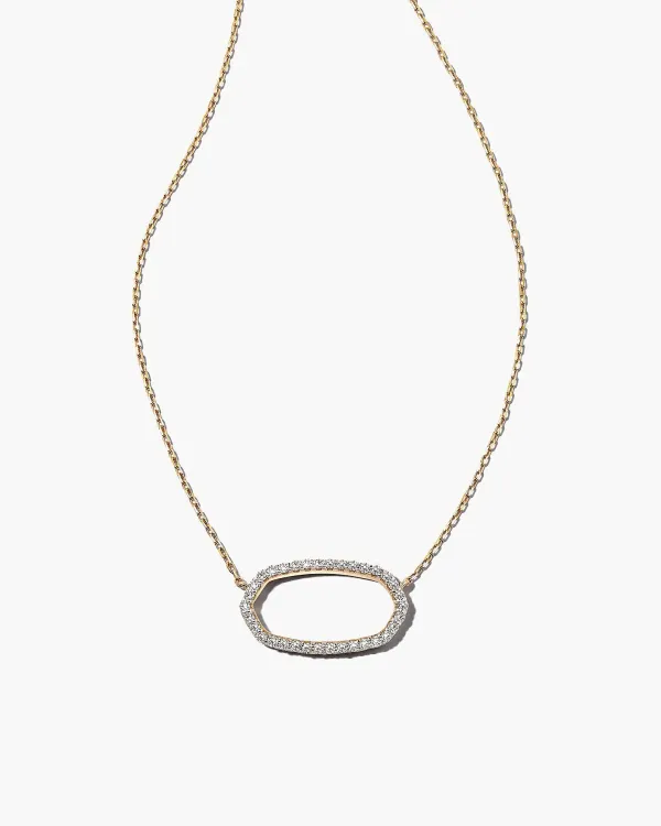 Elisa 14K Yellow Gold Open Frame Pendant Necklace In White Diamond^Kendra Scott Hot