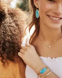 Elle Gold Drop Earrings In Bronze Veined Turquoise Magnesite^Kendra Scott New