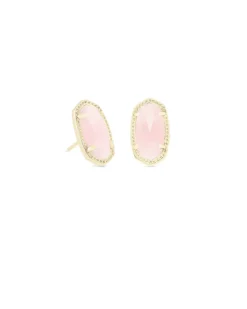 Ellie Gold Stud Earrings In Rose Quartz^Kendra Scott Clearance