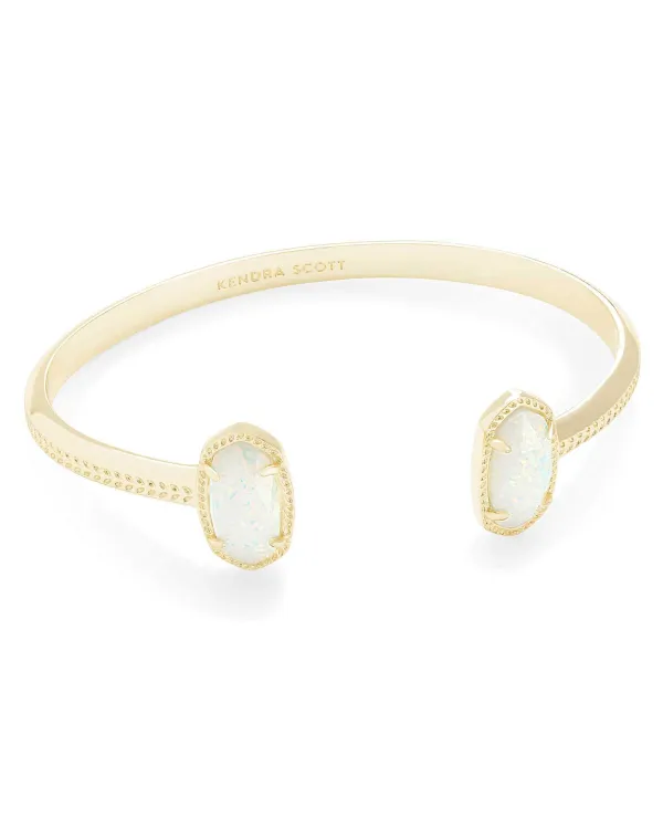 Elton Gold Cuff Bracelet In White Kyocera Opal^Kendra Scott New
