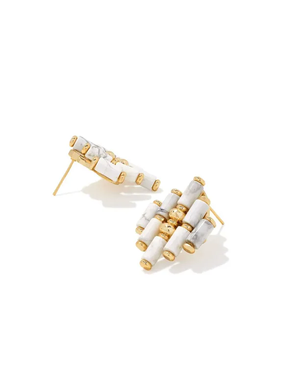 Ember Gold Statement Stud Earrings In White Howlite^Kendra Scott Cheap