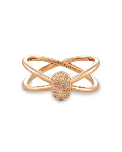 Emilie Rose Gold Double Band Ring In Sand Drusy^Kendra Scott Cheap