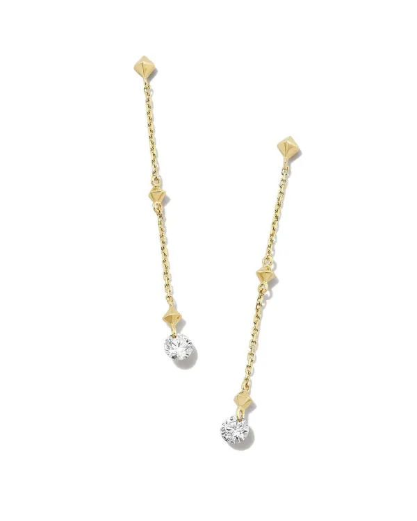 Floating Lab Grown White Diamond Linear Earrings In 14K Yellow Gold^Kendra Scott Outlet
