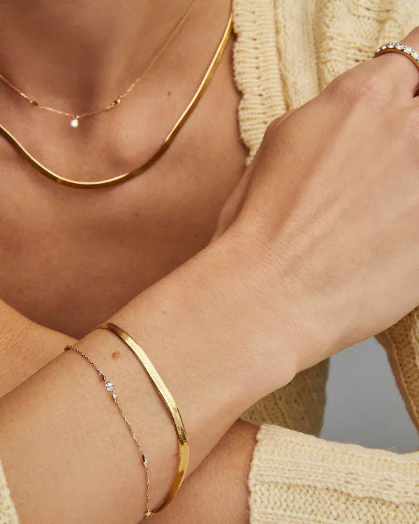 Floating Lab Grown White Diamond Delicate Chain Bracelet In 14K Yellow Gold^Kendra Scott Cheap