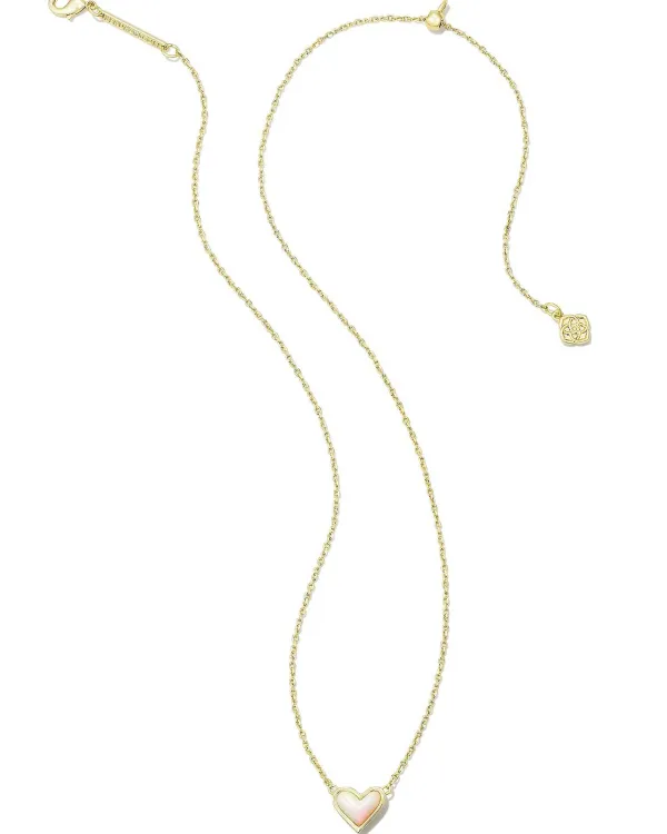 Framed Ari Heart Gold Short Pendant Necklace In White Opalescent Resin^Kendra Scott Discount
