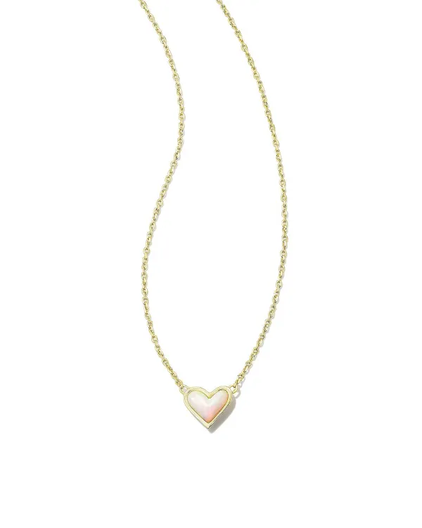 Framed Ari Heart Gold Short Pendant Necklace In White Opalescent Resin^Kendra Scott Discount