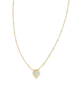 Framed Gold Tess Satellite Short Pendant Necklace In Luster Light Blue Kyocera Opal^Kendra Scott Cheap